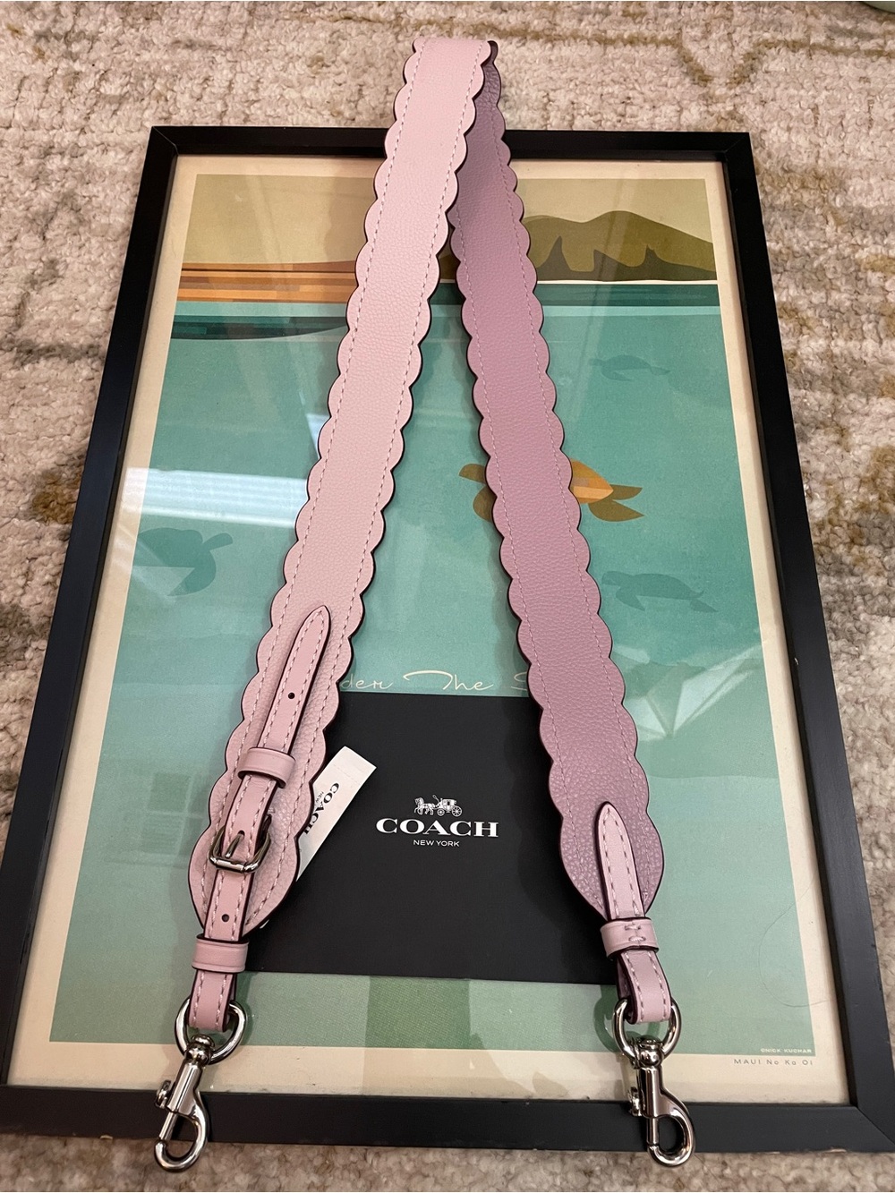 Coach Scalloped Leather Strap in SV/Ice Pink NWT - Picture 4 of 9